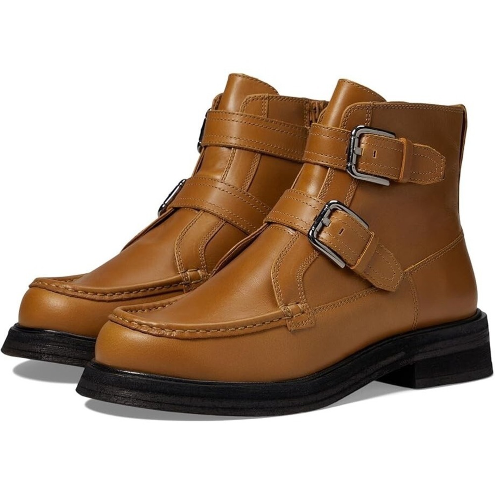 Free People™ Women's 8.5 B Isla‎ Moto Boot in Caramel Cafe Leather - $178
